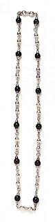 A Sterling Silver and Onyx Bead Necklace, Mexico, 81.40 dwts.