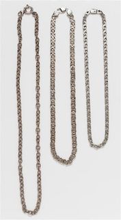 A Collection of Sterling Silver Longchain Necklaces, 188.50 dwts.