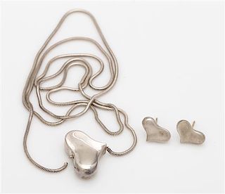 A Sterling Silver Heart Motif Demi Parure, Angela Cummings, Circa 1983-84, 12.60 dwts.
