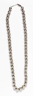 A Sterling Silver Bead Necklace, Taxco, 65.30 dwts.