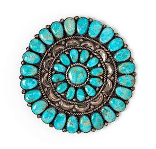 A Sterling Silver and Turquoise Pendant/Brooch, Jerry & Wilma Begay, Navajo, 23.90 dwts.
