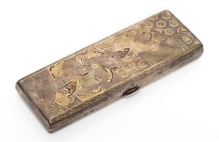 A 950 Silver "7 Gods of Good Fortune" Cigarette Case, Japan, 88.70 dwts.