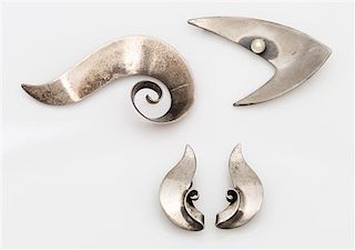 A Collection of Modernist Sterling Silver Jewelry, Otto Robert Bade for Orb, 22.00 dwts.