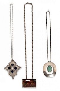 A Collection of Sterling Silver and Gemstone Necklaces, 112.90 dwts.