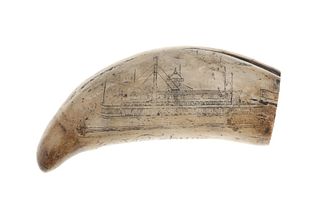 Sperm Whale Tooth Riverboat Scrimshaw Casting