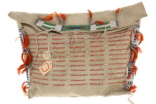 C. 1870- Sioux Quilled & Beaded Tipi Bag ex-Museum
