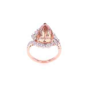 Freeform Morganite Diamond & !4k Rose Gold Ring