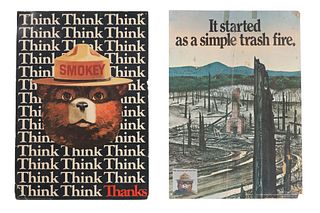 Smokey The Bear Cardstock Signs c. 1970-1980s