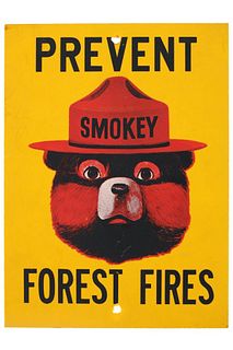 Smokey the Bear "Prevent Forest Fires" Sign 1960s