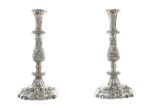 British Silver Plate Ornate Candle Stick Holders