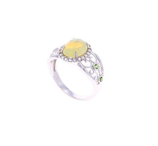 Ethiopian Opal Emerald & Sterling Silver Ring