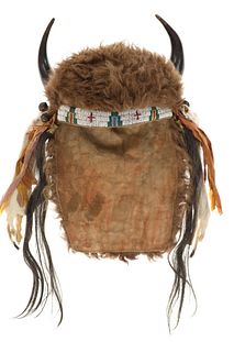 Sioux Beaded Polished Buffalo Horn Headdress