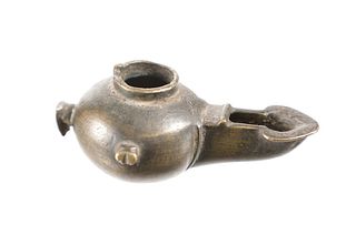 Afghan Bronze Oil Lamp, ca. 12th-15th Century AD