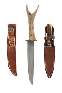Frontier Antler, Stag Horn, Stacked Leather Knives