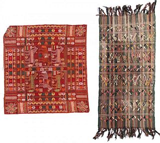 2 Old Woven Textiles, Guatemalan and Southeast Asian