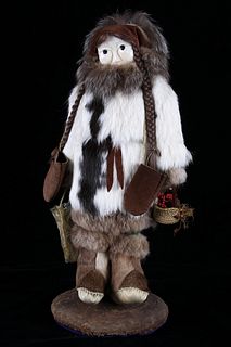 Eskimo Inuit Walrus Tusk Head Trade Doll c. 1960's