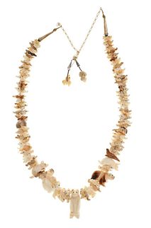 Vintage Zuni Fossilized Walrus Fetish Necklace