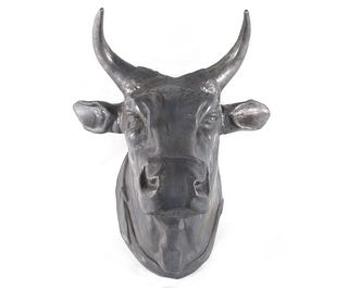 Massive Blued Hollow Metal Casted Bull Head