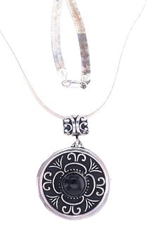 Taxco, Mexico Sterling Silver & Onyx Necklace