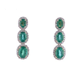 4.59cts Emerald Diamond & 14 Yellow Gold Earrings