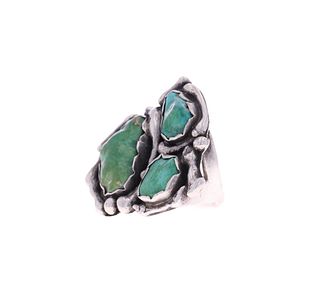 Navajo Sterling Silver Carico Lake Turquoise Ring