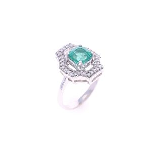 Elegant Emerald Diamond & 14k White Gold Ring