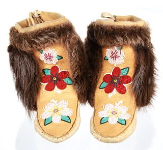 First Nations Beaded Hide & Beaver Moccasins