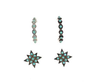 Navajo Sterling & Petite Point Turquoise Earrings