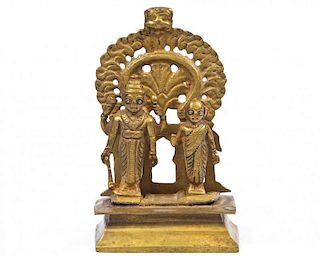Bronze Vithoba with His Consort, Rakhumai, 19th C