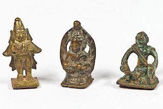 3 Indian Statues, 19th C