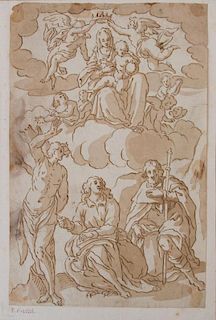 ATTRIBUTED TO PIETRO NOVELLI (1729-1804): JESUS AND MARY IN THE HEAVENS