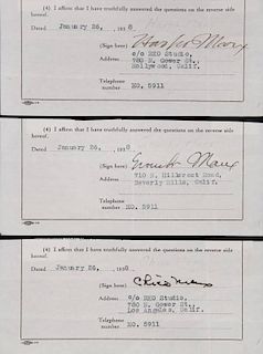 MARX BROTHERS SIGNED DOCUMENTS