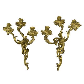 Pr Bronze Rococo Sconces