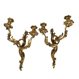 French Rococo Style Bronze Sconces