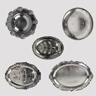 Five Vintage Silverplated Serving Trays