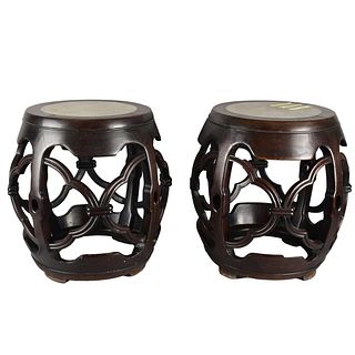 Pair of Chinese Barrel Form Stools / Garden Seats