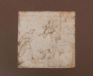 ATTRIBUTED TO GIUSEPPE CESAR IL CAVALIER D'ARPINO (1568-1640): STUDY OF TWO FIGURES AND A DOG