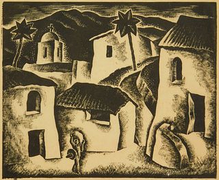 Ray Bethers (American 1902-1973) woodcut