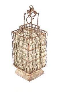 Antique Chinese Twisted Wire Hanging Lantern 1900s