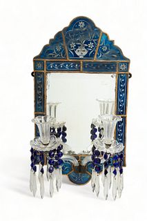 18th Century Venetian Glass And Wood Mirror H 25.5" W 14.25"