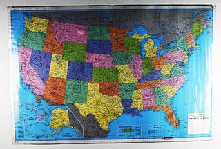 CLASSIC MAP OF THE UNITED STATES LAMINATED 1987