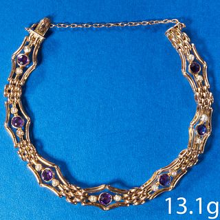 VICTORIAN AMETHYST AND PEARL GOLD BRACELET