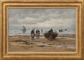 ÉMILE LOUIS VERNIER (1829-1887): FISHERFOLK ON THE SHORE (PECHEURS SUR LA PLAGE)