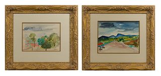 Gustav Likan (Yugoslavian, 1912-1998) 'Toluca' and 'Village Square' Watercolors
