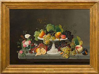 ATTRIBUTED TO SEVERIN ROESEN (c. 1815-1871): STILL LIFE WITH FRUIT
