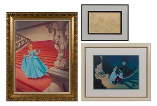 Ron Dias (American, 1937-2013) 'Cinderella and Her Glass Slipper' Oil on Canvas Board
