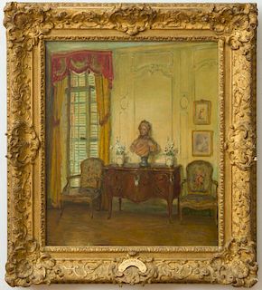 WALTER GAY (1850-1937): INTERIOR WITH COMMODE AND TWO FAUTEUILS