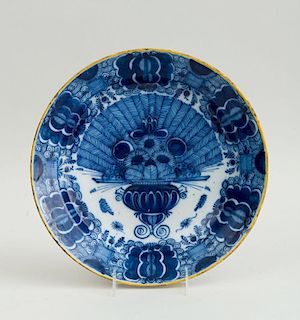 DUTCH BLUE AND WHITE DELFT PEACOCK CHARGER
