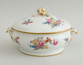 CONTINENTAL PORCELAIN TWO-HANDLED TUREEN AND COVER