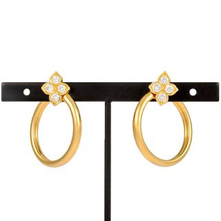 Cartier Hindu Diamond 18K Yellow Gold Hoop Earrings